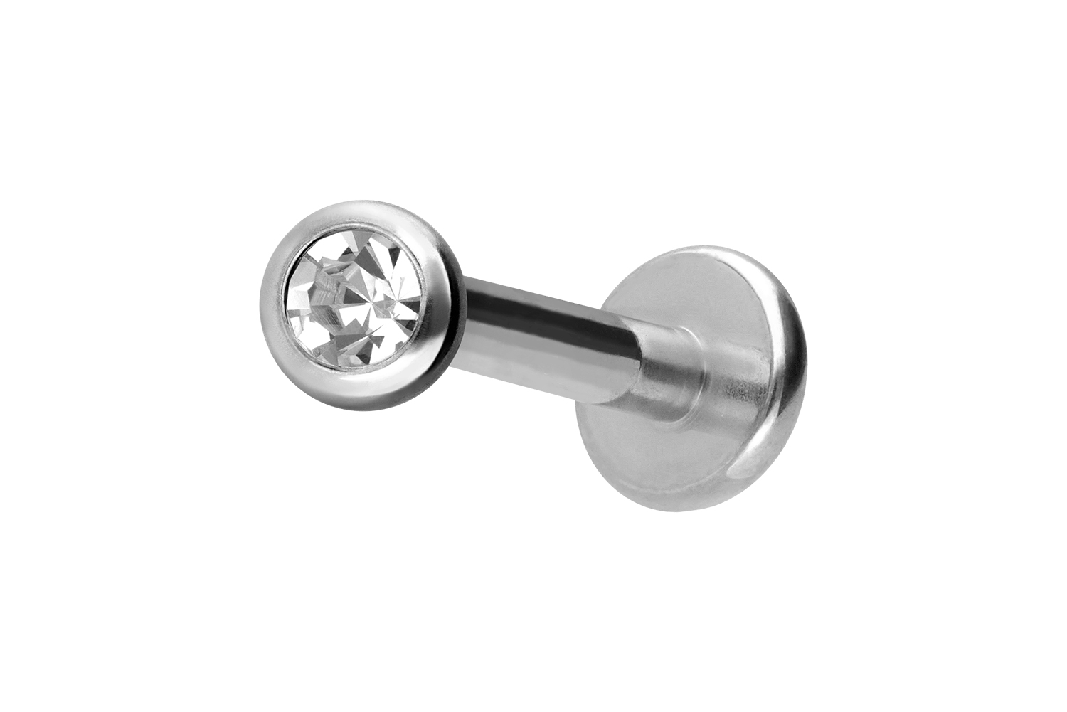 Titan Labret Piercing mit Innengewinde KRISTALL